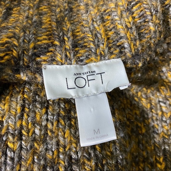 Loft Womens Medium Sweater Cardigan Wool Mohair Mock Neck Brown One Button - Picture 2 of 8